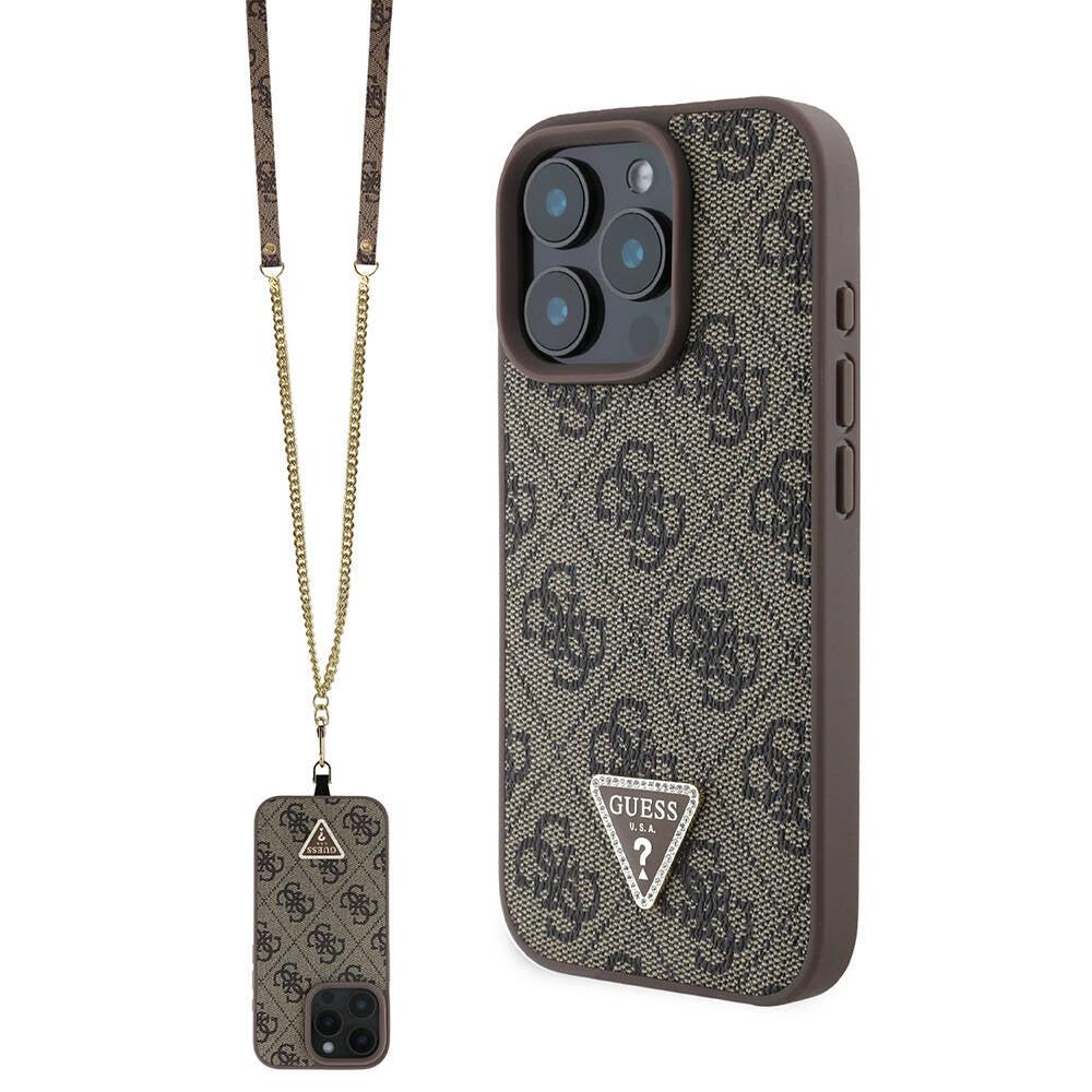 Guess iPhone 16 Pro Max Orjinal Lisanslı PU Deri Taşlı Metal Üçgen Logolu Çapraz Vücut Askılı 4G Desenli Telefon Kılıfı - 1 Guess iPhone 16 Pro Max Orjinal Lisanslı PU Deri Taşlı Metal Üçgen Logolu Çapraz Vücut Askılı 4G Desenli Telefon Kılıfı - 1